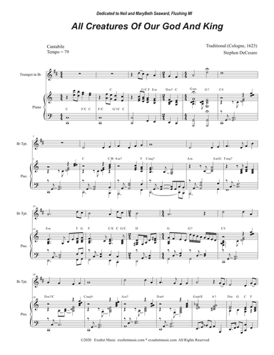 All Creatures Of Our God And King (for Bb-Trumpet solo and Piano)