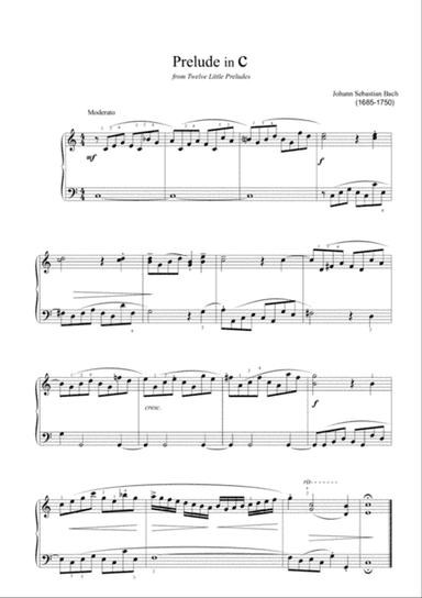 Bach - Little Prelude in C (Easy piano arrangement)