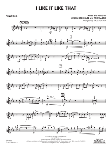 I Like It Like That (arr. Paul Murtha) - Tenor Sax 1
