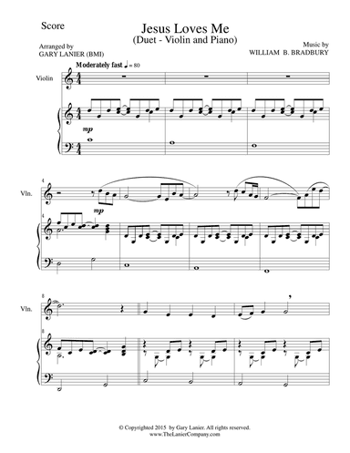 JESUS LOVES ME (Duet – Violin and Piano/Score and Parts)