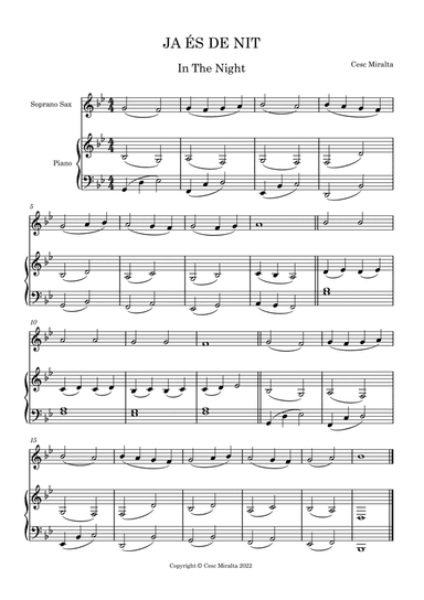 JA ÉS DE NIT S. Sax & Pno