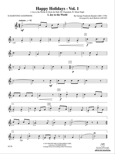 Happy Holidays---Vol. 1: E-flat Baritone Saxophone