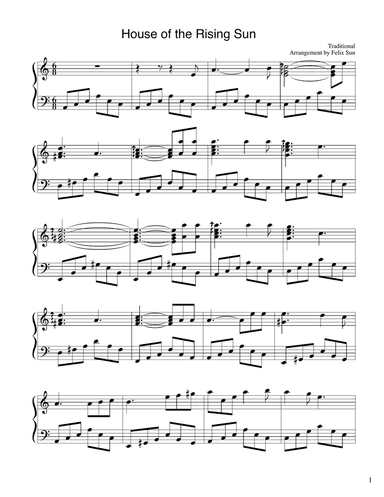 House of the Rising Sun (Piano Solo)