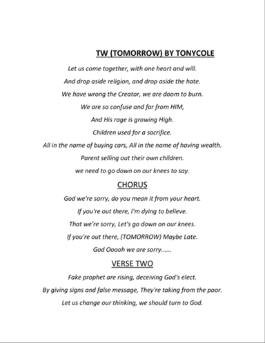 Tony Cole - TW (TOMORROW)