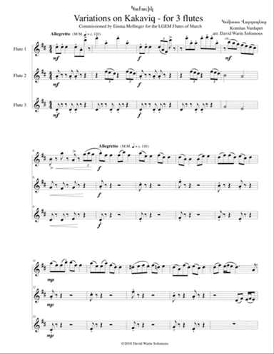 Variations on Կաքաւիկ - Kakaviq - Partridge - for flute trio