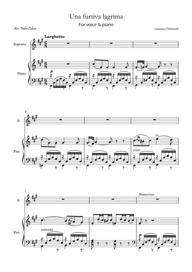 Una Furtiva Lagrima (Soprano in F#m)