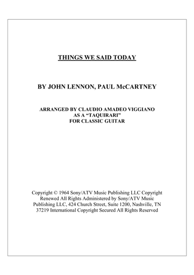 Things We Said Today