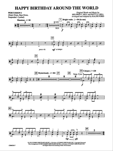 Happy Birthday Around the World: 1st Percussion