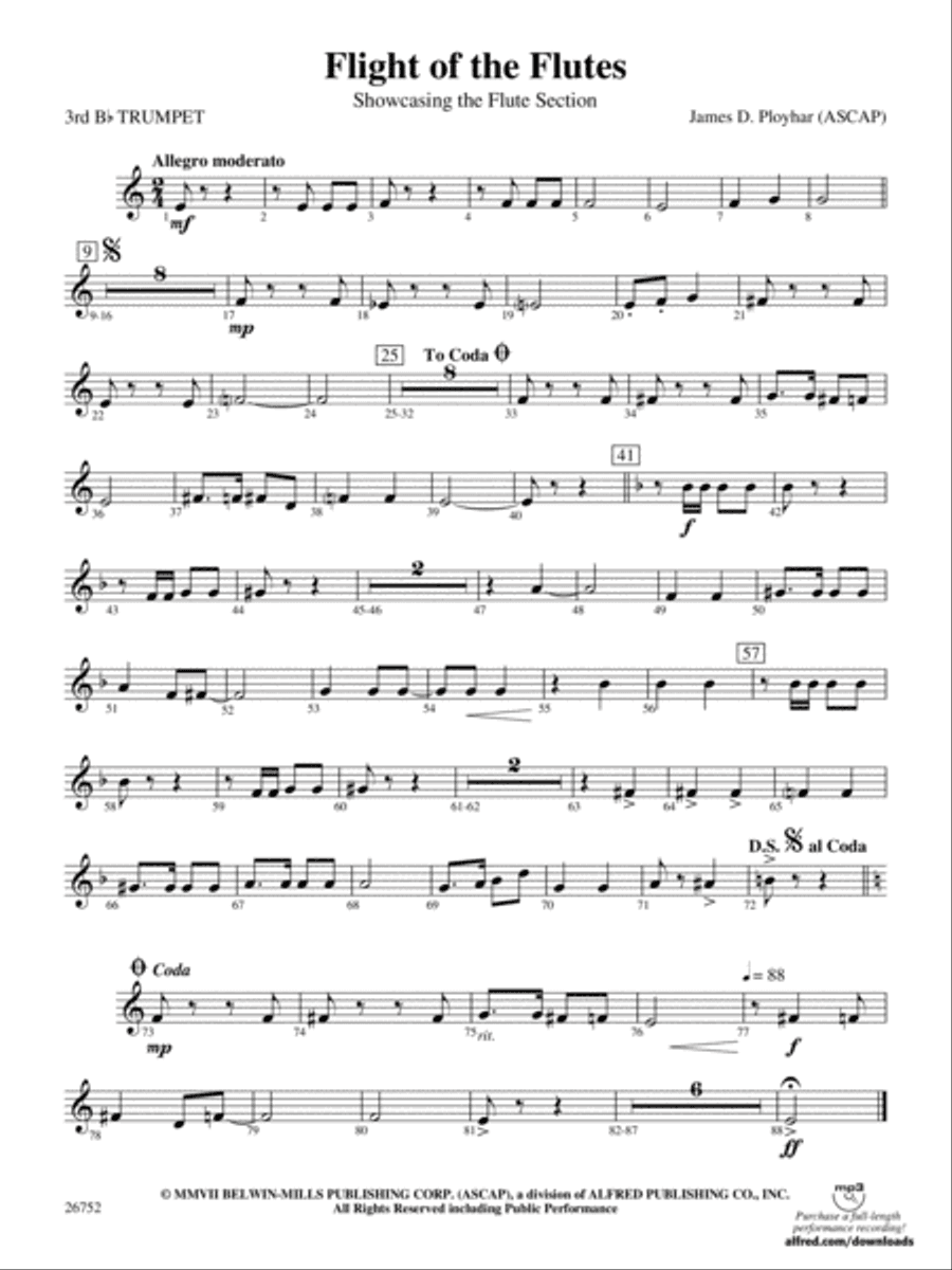 Flight of the Flutes (Showcasing the Flute Section): 3rd B-flat Trumpet
