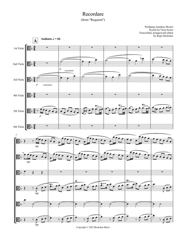 Recordare (from "Requiem") (F) (Viola Sextet)