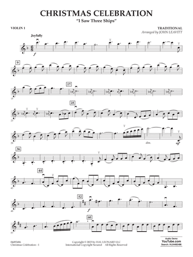 Christmas Celebration ("I Saw Three Ships") (arr. John Leavitt) - Violin 1