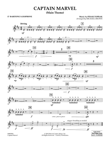 Captain Marvel (Main Theme) (arr. Michael Brown) - Eb Baritone Saxophone