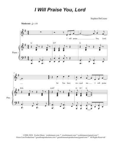 I Will Praise You, Lord (Vocal solo)