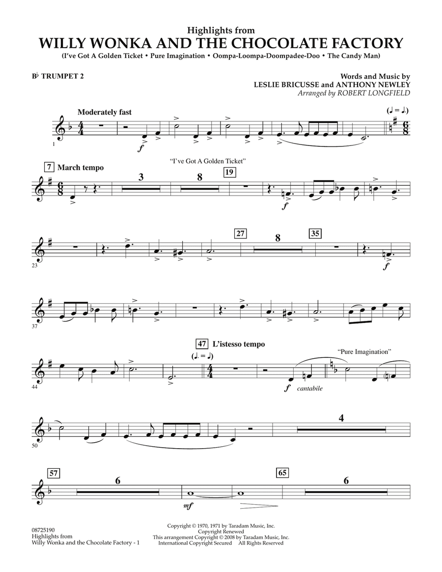 Highlights from Willy Wonka And The Chocolate Factory - Bb Trumpet 2