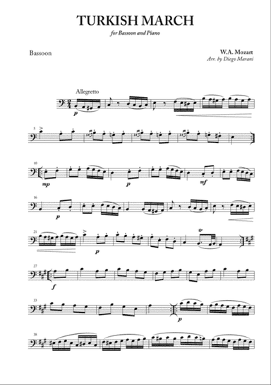 Turkish March for Bassoon and Piano