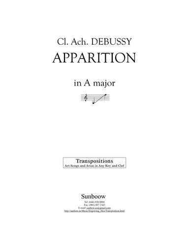 Debussy: Apparition (transposed to A major)
