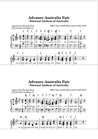 Advance Australia Fair (A major)