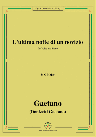 Donizetti-L'ultima notte di un novizio,in G Major,for Voice and Piano