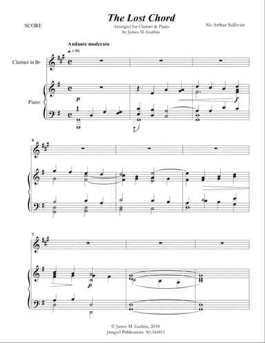 Sullivan: The Lost Chord for Clarinet & Piano