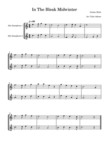 In The Bleak Midwinter (Easy Alto Sax Duet)
