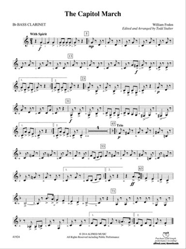 The Capitol March: B-flat Bass Clarinet