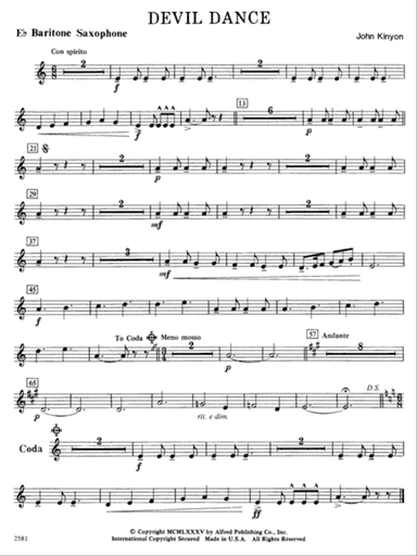 Devil Dance: E-flat Baritone Saxophone