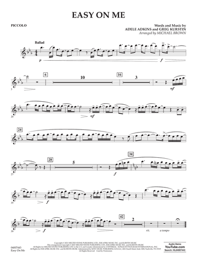 Easy on Me (arr. Michael Brown) - Piccolo