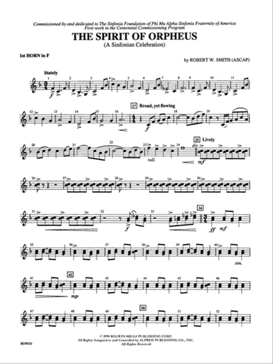 The Spirit of Orpheus (A Sinfonian Celebration): 1st F Horn