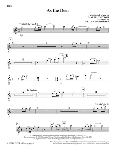 As The Deer (arr. Keith Christopher) - Flute