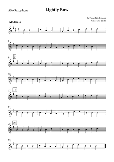 Lightly Row for Alto Saxophone Solo