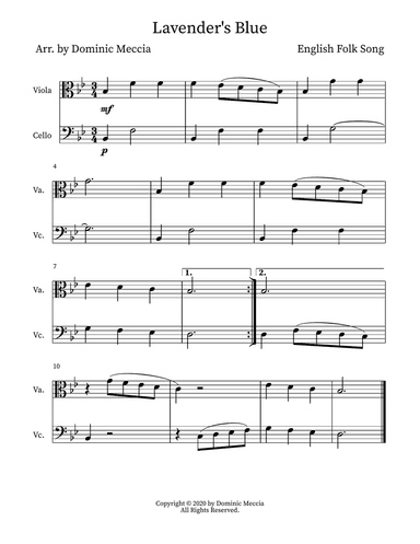 Lavender's Blue- Viola and Cello Duet