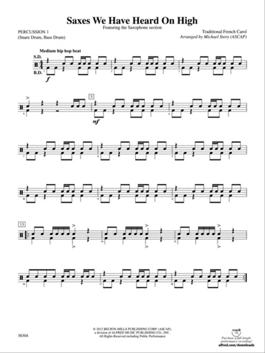 Saxes We Have Heard on High: 1st Percussion