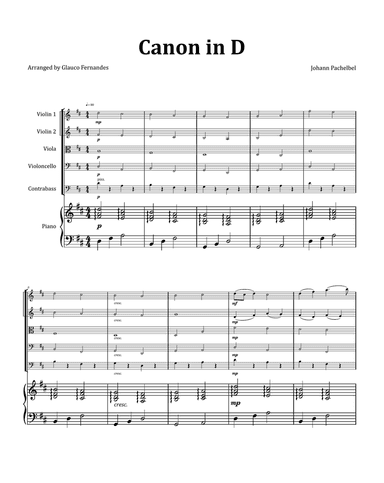 Canon by Pachelbel - String Quintet with Piano