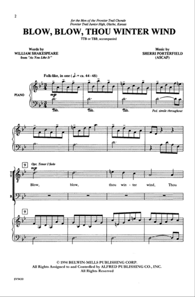 Blow, Blow, Thou Winter Wind