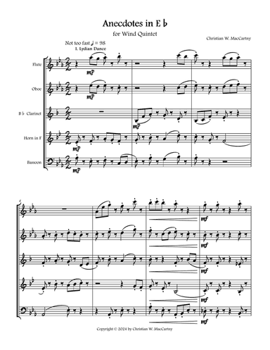 Anecdotes in E-flat, for Wind Quintet