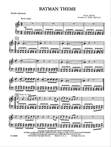 Batman Theme: Piano Accompaniment