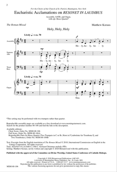 Eucharistic Acclamations on Resonet in Laudibus (Downloadable Choral Score)