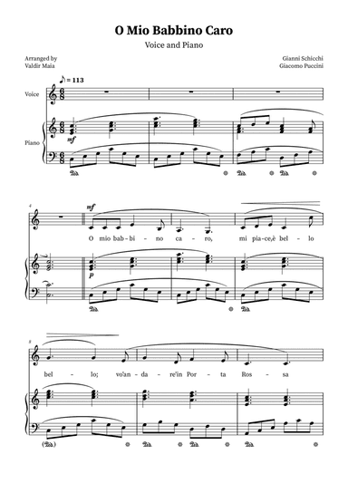 O Mio Babbino Caro - Female Voice in C Major