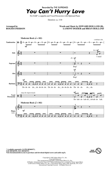 You Can't Hurry Love (arr. Roger Emerson)
