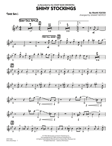Shiny Stockings (arr. Sammy Nestico) - Tenor Sax 1