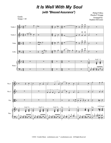 It Is Well With My Soul (with "Blessed Assurance") (for String Quartet & Piano)