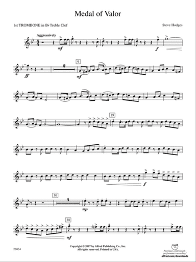 Medal of Valor: (wp) 1st B-flat Trombone T.C.