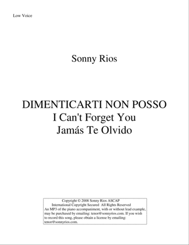 DIMENTICARTI NON POSSO
