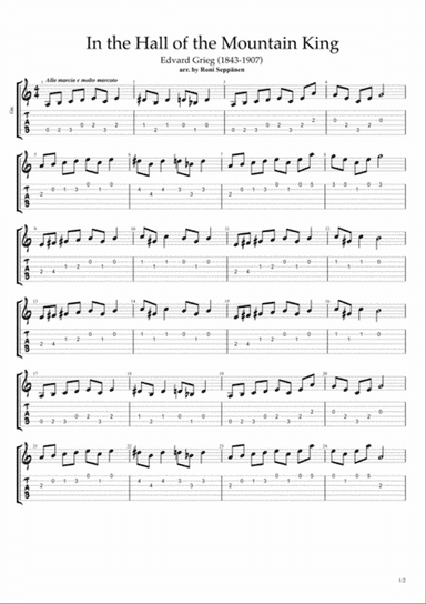 In the Hall of the Mountain King for Easy Guitar