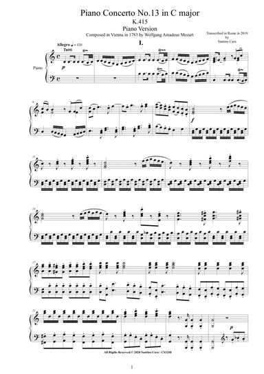 Mozart - Piano Concerto No.13 in C major K.415 - Piano Version