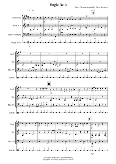 Jingle Bells (Jazzy Style!) for Euphonium, Horn and Tuba Trio