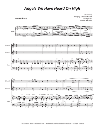 Angels We Have Heard On High (Duet for C-Instruments)