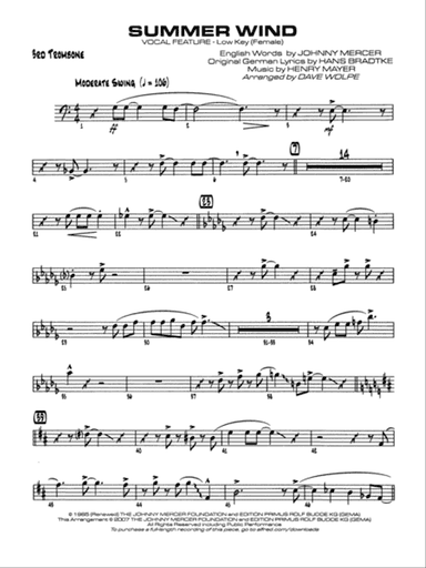 Summer Wind: 3rd Trombone