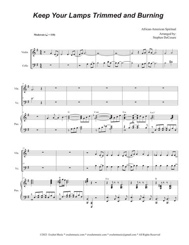 Keep Your Lamps Trimmed And Burning (Duet for Violin and Cello)
