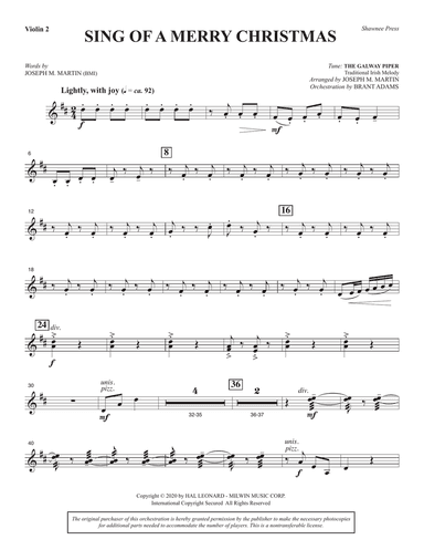 Sing of a Merry Christmas (Full Orchestra) - Violin 2